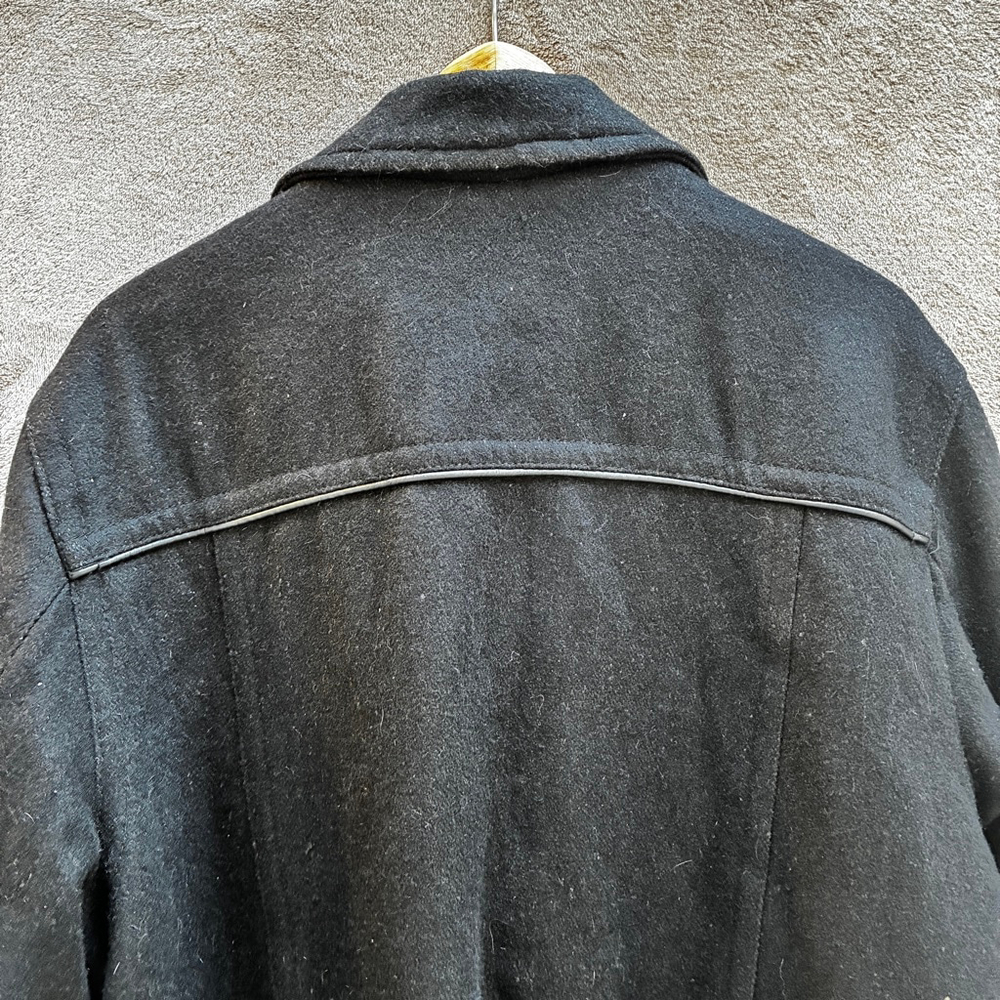 Point Zero Men’s Black Wool Blend Coat Bomber Timeless Classic Winter Warm Layer - Picture 11 of 16